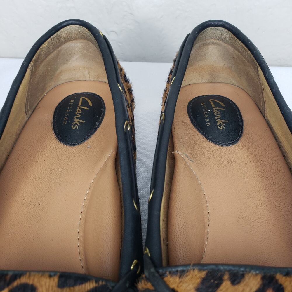 Clarks Dunbar Womens 9 Cruiser Pony Hair Slip-on Moccasin Loafers Leopard Print - Picture 12 of 16